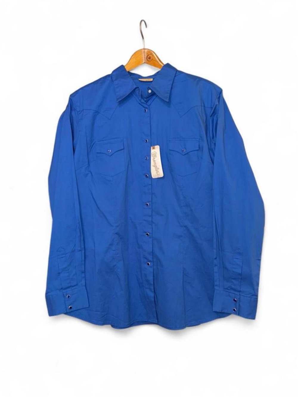 Wrangler Rhinestone Snap Shirt Blue Button Down Womens XL Extra Large LW1011 NWT